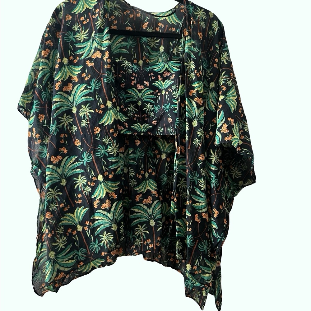 Tropical Print Kimono Top